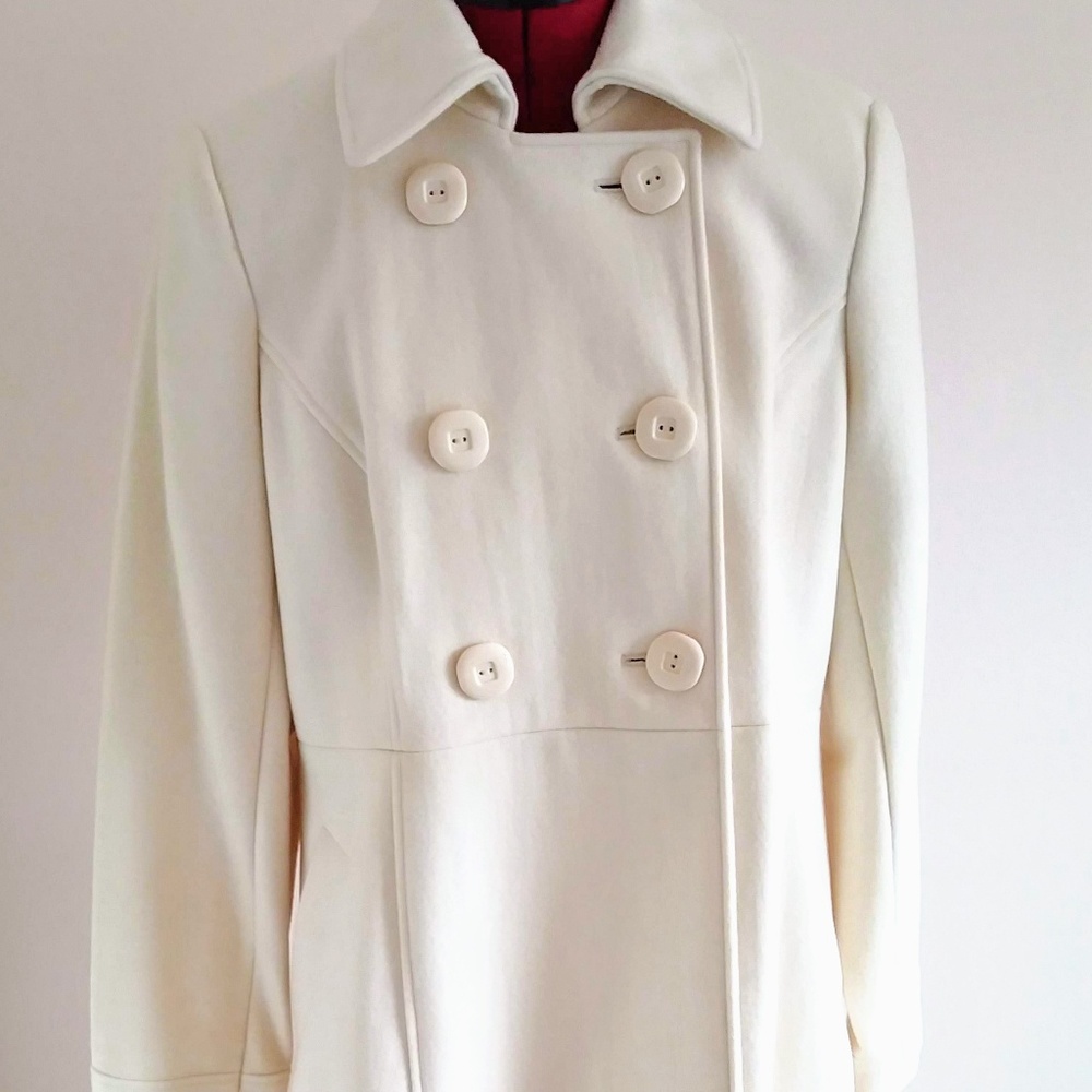 Winter White 3/4 - Length Wool Blend Coat